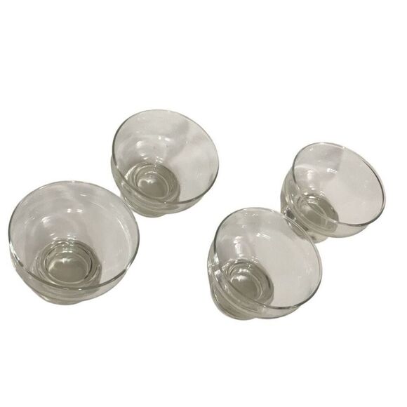 Clear Glass Dessert Pedestal Bowls Vintage Set of 4 - Picture 4 of 6